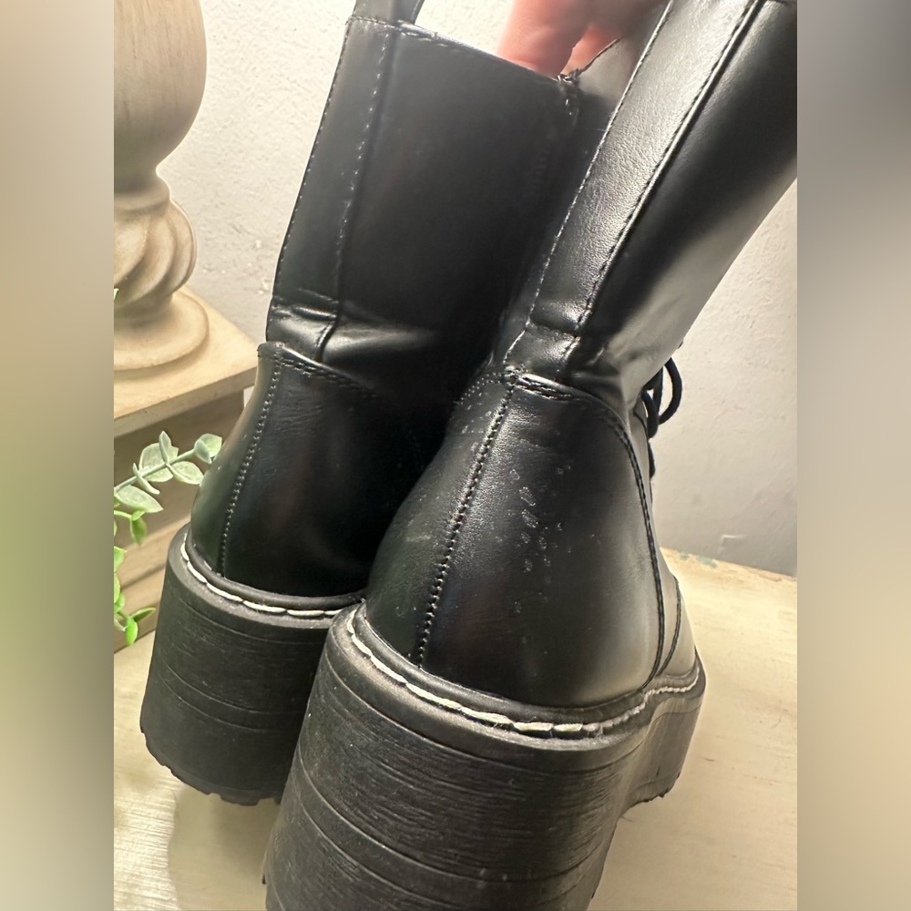 Black Platform Lace-Up Combat Boots - Picture 10 of 12